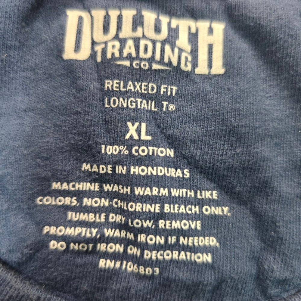 Duluth Trading Co Mens XL Relaxed Fit Longtail T Beaver Graphic Long Sleeve Navy - Picture 5 of 9